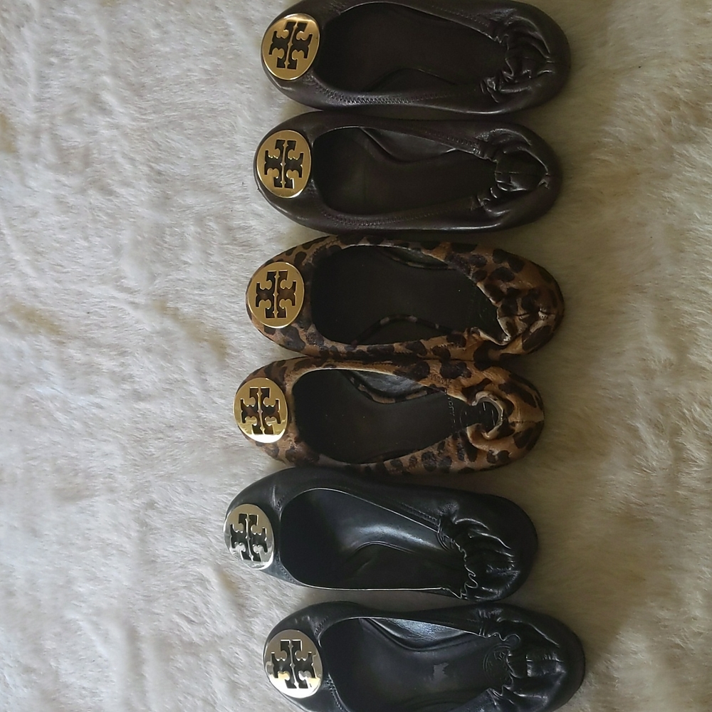 Tori Burch ballet flats. All 3 for one price. Well loved but a lot of life left!